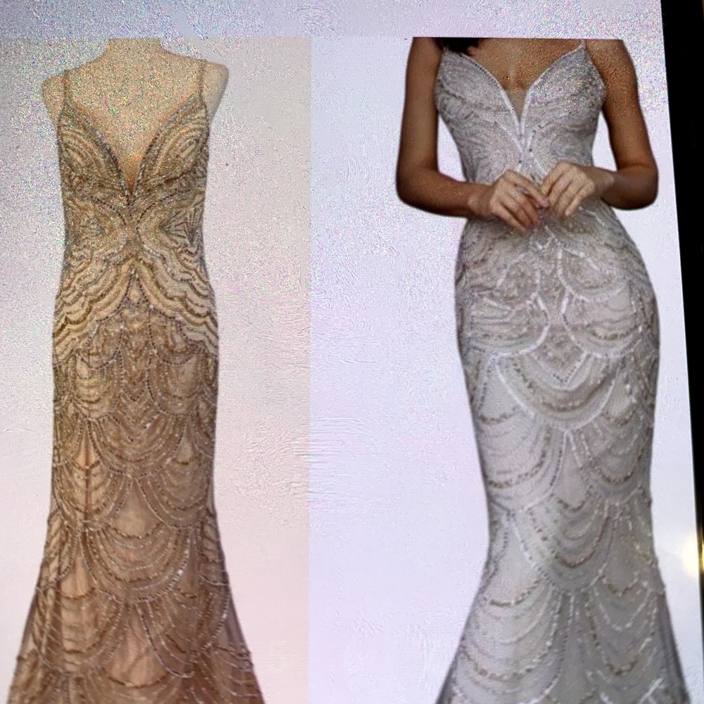 Jovani Gold Embellished Sleeveless Gown for Prom